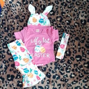 Pink 'My 1st Easter' Baby Outfit with Bunny Hat
